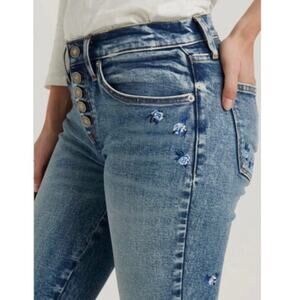 NWOT LUCKY BRAND Denim Jeans Ava Mid Rise Skinny Embroidered Flowers Size 25